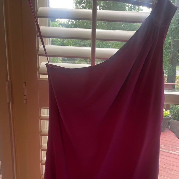Tory Burch fuchsia silk one-shoulder mini dress, size 2 - Picture 2 of 15